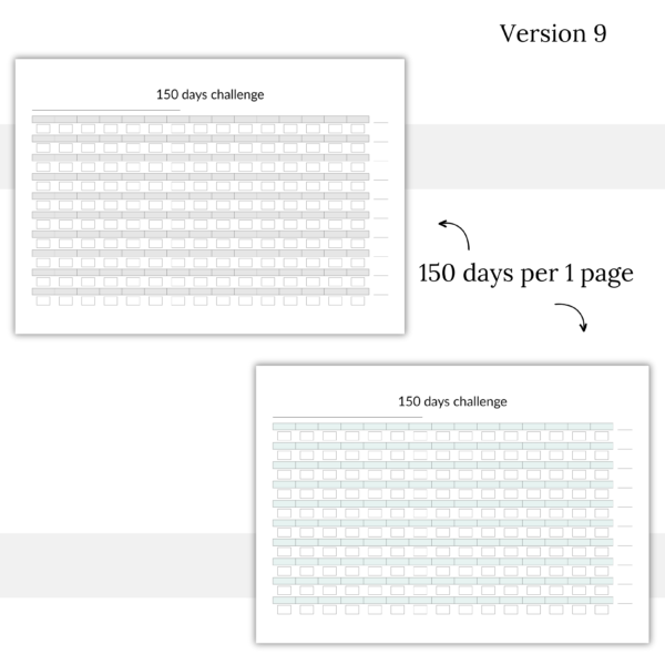 150 Days Challenge Tracker – Printable PDF – 52productive